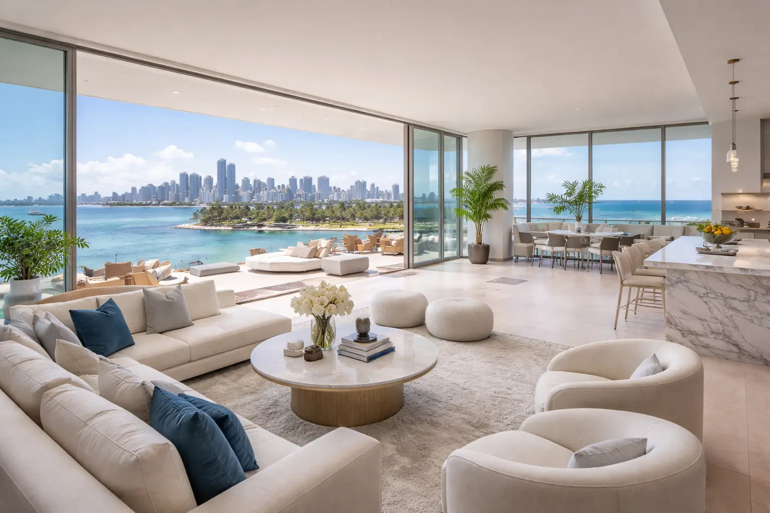 Luxury penthouse with panoramic bay views and open-plan living in Miami